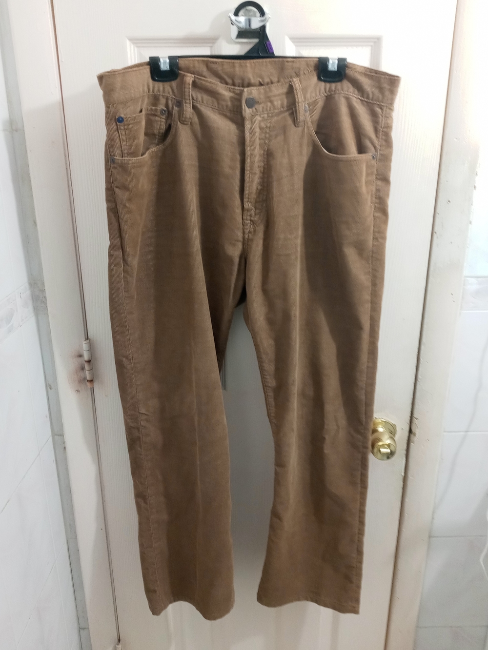 Men's Casual Brown Corduroy Straight Legs Pants Size 36 x 30